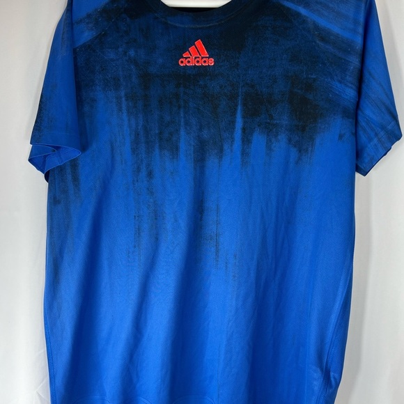 Adidas Climalite Men's Blue and Black Gradient Athletic Tee - made in Portugal - Picture 5 of 8